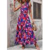 imagePRETTYGARDEN Womens Summer Floral One Shoulder Maxi Dress Knot Ruffle Boho Beach Vacation Wedding Guest Long DressesDark Blue Orange Floral