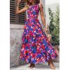 imagePRETTYGARDEN Womens Summer Floral One Shoulder Maxi Dress Knot Ruffle Boho Beach Vacation Wedding Guest Long DressesDark Blue Orange Floral