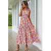 imagePRETTYGARDEN Womens Summer Floral One Shoulder Maxi Dress Knot Ruffle Boho Beach Vacation Wedding Guest Long DressesOrange Floral