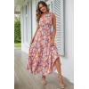 imagePRETTYGARDEN Womens Summer Floral One Shoulder Maxi Dress Knot Ruffle Boho Beach Vacation Wedding Guest Long DressesOrange Floral