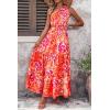 imagePRETTYGARDEN Womens Summer Floral One Shoulder Maxi Dress Knot Ruffle Boho Beach Vacation Wedding Guest Long DressesOrange Rose Red Big Floral