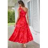 imagePRETTYGARDEN Womens Summer Floral One Shoulder Maxi Dress Knot Ruffle Boho Beach Vacation Wedding Guest Long DressesRed Floral