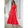 imagePRETTYGARDEN Womens Summer Floral One Shoulder Maxi Dress Knot Ruffle Boho Beach Vacation Wedding Guest Long DressesRed Floral