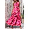 imagePRETTYGARDEN Womens Summer Floral One Shoulder Maxi Dress Knot Ruffle Boho Beach Vacation Wedding Guest Long DressesRose Red Big Floral