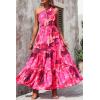imagePRETTYGARDEN Womens Summer Floral One Shoulder Maxi Dress Knot Ruffle Boho Beach Vacation Wedding Guest Long DressesRose Red Big Floral