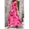 imagePRETTYGARDEN Womens Summer Floral One Shoulder Maxi Dress Knot Ruffle Boho Beach Vacation Wedding Guest Long DressesRose Red Big Floral