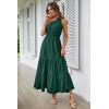 imagePRETTYGARDEN Womens Summer Floral One Shoulder Maxi Dress Knot Ruffle Boho Beach Vacation Wedding Guest Long DressesSolid Dark Green