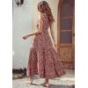 imagePRETTYGARDEN Womens Summer Floral One Shoulder Maxi Dress Knot Ruffle Boho Beach Vacation Wedding Guest Long DressesWine Red