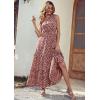 imagePRETTYGARDEN Womens Summer Floral One Shoulder Maxi Dress Knot Ruffle Boho Beach Vacation Wedding Guest Long DressesWine Red