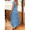 imagePRETTYGARDEN Womens Summer Flowy Maxi Dress Casual Cap Sleeve V Neck Smocked Beach SundressPrint Blue