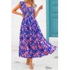 imagePRETTYGARDEN Womens Summer Flowy Maxi Dress Casual Cap Sleeve V Neck Smocked Beach SundressPrint Pink Purple