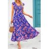 imagePRETTYGARDEN Womens Summer Flowy Maxi Dress Casual Cap Sleeve V Neck Smocked Beach SundressPrint Pink Purple