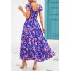 imagePRETTYGARDEN Womens Summer Flowy Maxi Dress Casual Cap Sleeve V Neck Smocked Beach SundressPrint Pink Purple