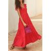 imagePRETTYGARDEN Womens Summer Flowy Maxi Dress Casual Cap Sleeve V Neck Smocked Beach SundressPrint Red