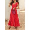imagePRETTYGARDEN Womens Summer Flowy Maxi Dress Casual Cap Sleeve V Neck Smocked Beach SundressPrint Red