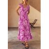 imagePRETTYGARDEN Womens Summer Flowy Maxi Dress Casual Cap Sleeve V Neck Smocked Beach SundressPrint Rose Purple