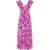 imagePRETTYGARDEN Womens Summer Flowy Maxi Dress Casual Cap Sleeve V Neck Smocked Beach SundressPrint Rose Purple