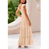 imagePRETTYGARDEN Womens Summer Flowy Maxi Dress Casual Cap Sleeve V Neck Smocked Beach SundressSolid Beige