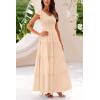 imagePRETTYGARDEN Womens Summer Flowy Maxi Dress Casual Cap Sleeve V Neck Smocked Beach SundressSolid Beige