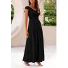 imagePRETTYGARDEN Womens Summer Flowy Maxi Dress Casual Cap Sleeve V Neck Smocked Beach SundressSolid Black