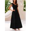 imagePRETTYGARDEN Womens Summer Flowy Maxi Dress Casual Cap Sleeve V Neck Smocked Beach SundressSolid Black