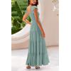 imagePRETTYGARDEN Womens Summer Flowy Maxi Dress Casual Cap Sleeve V Neck Smocked Beach SundressSolid Grey Green