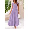 imagePRETTYGARDEN Womens Summer Flowy Maxi Dress Casual Cap Sleeve V Neck Smocked Beach SundressSolid Grey Purple