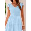 imagePRETTYGARDEN Womens Summer Flowy Maxi Dress Casual Cap Sleeve V Neck Smocked Beach SundressSolid Light Blue