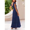 imagePRETTYGARDEN Womens Summer Flowy Maxi Dress Casual Cap Sleeve V Neck Smocked Beach SundressSolid Navy