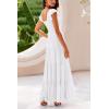 imagePRETTYGARDEN Womens Summer Flowy Maxi Dress Casual Cap Sleeve V Neck Smocked Beach SundressWhite