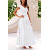 imagePRETTYGARDEN Womens Summer Flowy Maxi Dress Casual Cap Sleeve V Neck Smocked Beach SundressWhite