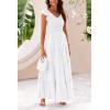 imagePRETTYGARDEN Womens Summer Flowy Maxi Dress Casual Cap Sleeve V Neck Smocked Beach SundressWhite