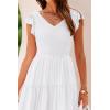 imagePRETTYGARDEN Womens Summer Flowy Maxi Dress Casual Cap Sleeve V Neck Smocked Beach SundressWhite