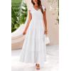imagePRETTYGARDEN Womens Summer Flowy Maxi Dress Casual Cap Sleeve V Neck Smocked Beach SundressWhite