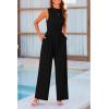 imagePRETTYGARDEN Womens Summer Jumpsuits Dressy Casual One Piece Outfits Sleeveless Mock Neck Wide Leg Pants Rompers with PocketsBlack