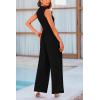 imagePRETTYGARDEN Womens Summer Jumpsuits Dressy Casual One Piece Outfits Sleeveless Mock Neck Wide Leg Pants Rompers with PocketsBlack