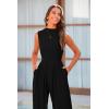 imagePRETTYGARDEN Womens Summer Jumpsuits Dressy Casual One Piece Outfits Sleeveless Mock Neck Wide Leg Pants Rompers with PocketsBlack