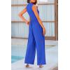 imagePRETTYGARDEN Womens Summer Jumpsuits Dressy Casual One Piece Outfits Sleeveless Mock Neck Wide Leg Pants Rompers with PocketsBlue