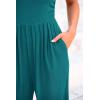 imagePRETTYGARDEN Womens Summer Jumpsuits Dressy Casual One Piece Outfits Sleeveless Mock Neck Wide Leg Pants Rompers with PocketsBlue Green