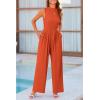 imagePRETTYGARDEN Womens Summer Jumpsuits Dressy Casual One Piece Outfits Sleeveless Mock Neck Wide Leg Pants Rompers with PocketsBrick Red