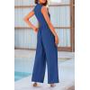 imagePRETTYGARDEN Womens Summer Jumpsuits Dressy Casual One Piece Outfits Sleeveless Mock Neck Wide Leg Pants Rompers with PocketsDark Blue
