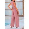 imagePRETTYGARDEN Womens Summer Jumpsuits Dressy Casual One Piece Outfits Sleeveless Mock Neck Wide Leg Pants Rompers with PocketsDusty Pink