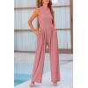 imagePRETTYGARDEN Womens Summer Jumpsuits Dressy Casual One Piece Outfits Sleeveless Mock Neck Wide Leg Pants Rompers with PocketsDusty Pink