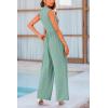 imagePRETTYGARDEN Womens Summer Jumpsuits Dressy Casual One Piece Outfits Sleeveless Mock Neck Wide Leg Pants Rompers with PocketsFruit Green