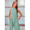 imagePRETTYGARDEN Womens Summer Jumpsuits Dressy Casual One Piece Outfits Sleeveless Mock Neck Wide Leg Pants Rompers with PocketsFruit Green