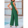 imagePRETTYGARDEN Womens Summer Jumpsuits Dressy Casual One Piece Outfits Sleeveless Mock Neck Wide Leg Pants Rompers with PocketsGreen