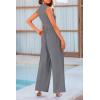 imagePRETTYGARDEN Womens Summer Jumpsuits Dressy Casual One Piece Outfits Sleeveless Mock Neck Wide Leg Pants Rompers with PocketsGrey