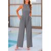 imagePRETTYGARDEN Womens Summer Jumpsuits Dressy Casual One Piece Outfits Sleeveless Mock Neck Wide Leg Pants Rompers with PocketsGrey