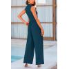 imagePRETTYGARDEN Womens Summer Jumpsuits Dressy Casual One Piece Outfits Sleeveless Mock Neck Wide Leg Pants Rompers with PocketsLake Blue