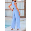 imagePRETTYGARDEN Womens Summer Jumpsuits Dressy Casual One Piece Outfits Sleeveless Mock Neck Wide Leg Pants Rompers with PocketsLight Blue